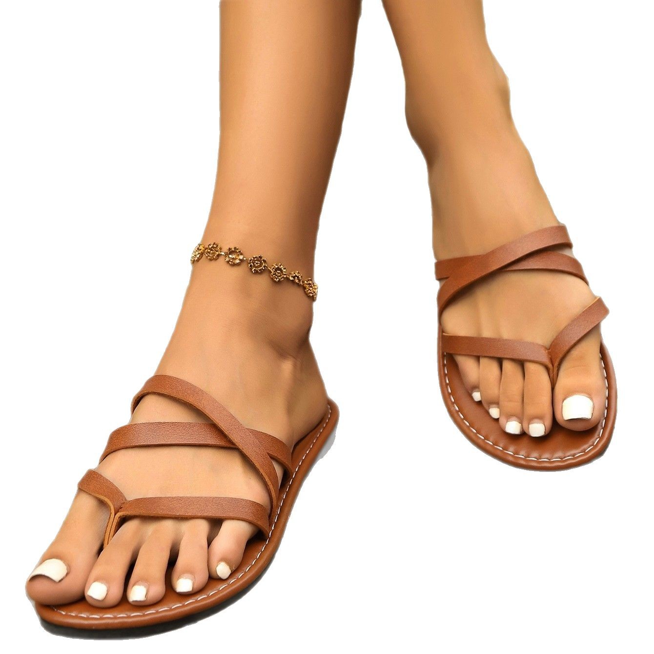 New large-sized 2025 Korean style internet-famous flip-flops for women to wear at home, flat and fashionable beach cooling slippers Item Picture