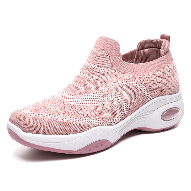 Women's sports shoes, versatile cross-border shoes, soft-soled air-cushioned shoes, flight-woven breathable mesh shoes, one-step women's shoes Item Picture