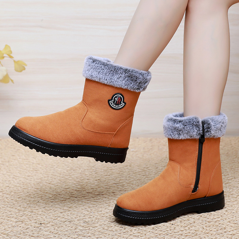 Women's winter cotton shoes, snow boots, cross-border trade women's boots, fleece and thickened cotton boots, cold-proof and warm long boots full figure