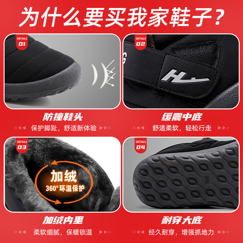 Women's cotton shoes, cold-proof and warm snow boots, fleece and thickened ankle boots, Velcro style women's boots, soft-soled comfortable cotton boots Application Scenario