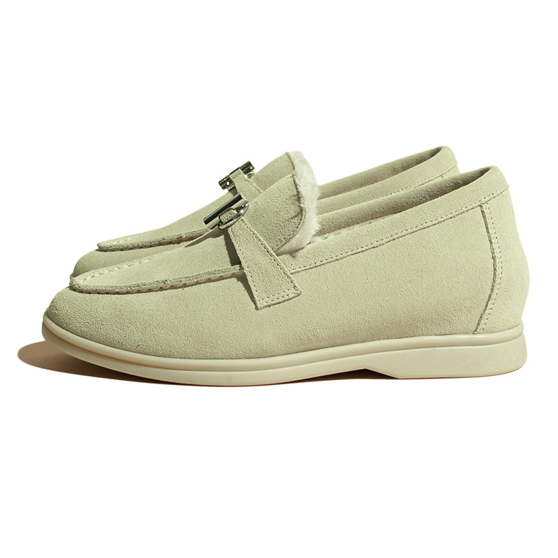 The 2025 new style of genuine leather and fleece LP loafers with matte finish for women in the European station Item Picture