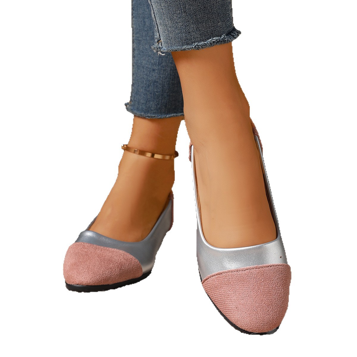Soft leather fashionable Korean-style bean shoes for spring, autumn and winter cross-border shallow-mouthed soft leather French new pointed-toe versatile flat single shoes Item Picture