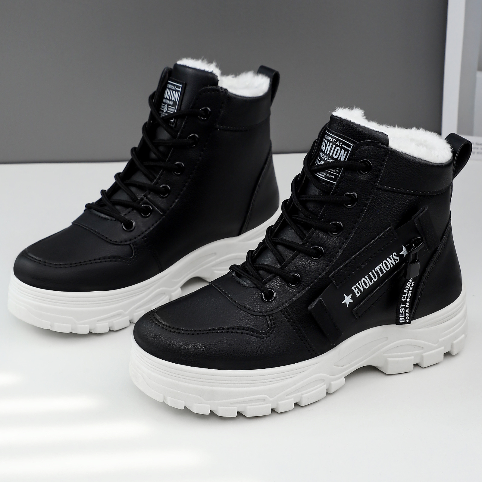 Women's snow boots, winter fleece cotton shoes, cold-proof and warm long boots, versatile cotton boots, cross-border large-sized women's boots details Picture