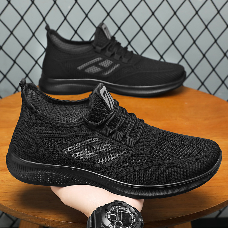 Men's shoes, sports shoes, breathable mesh shoes, non-smelly feet, flying woven shoes, soft-soled, comfortable running shoes, fashionable and trendy casual shoes details Picture