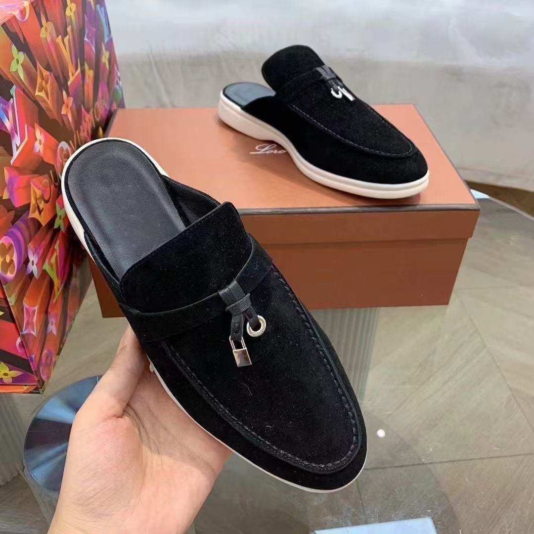 LP Summer Lazy Casual Flip-flops Women's Genuine Leather Flat Sandals for European Trade Station Application Scenario