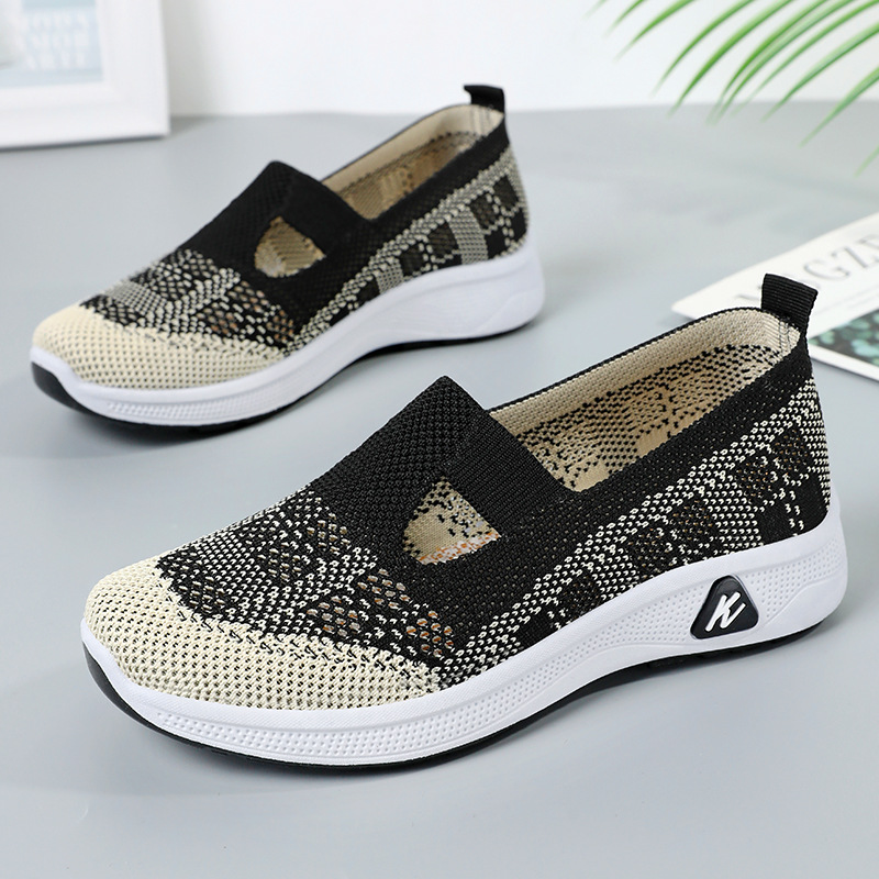 Women's cross-border women's shoes, casual shoes, breathable single shoes made of flying fabric, old Beijing cloth shoes, one-foot shoes for middle-aged and elderly mothers Specification drawing