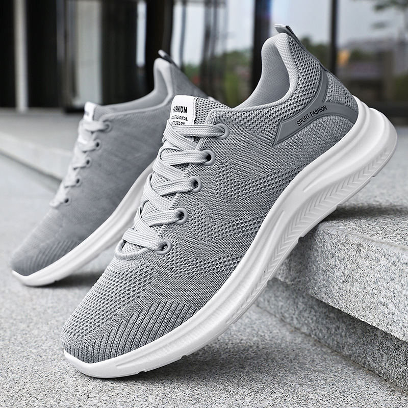 Summer new men's sports shoes, lightweight and breathable mesh shoes, soft-soled comfortable running shoes, Fei-woven men's shoes, single shoes Specification drawing