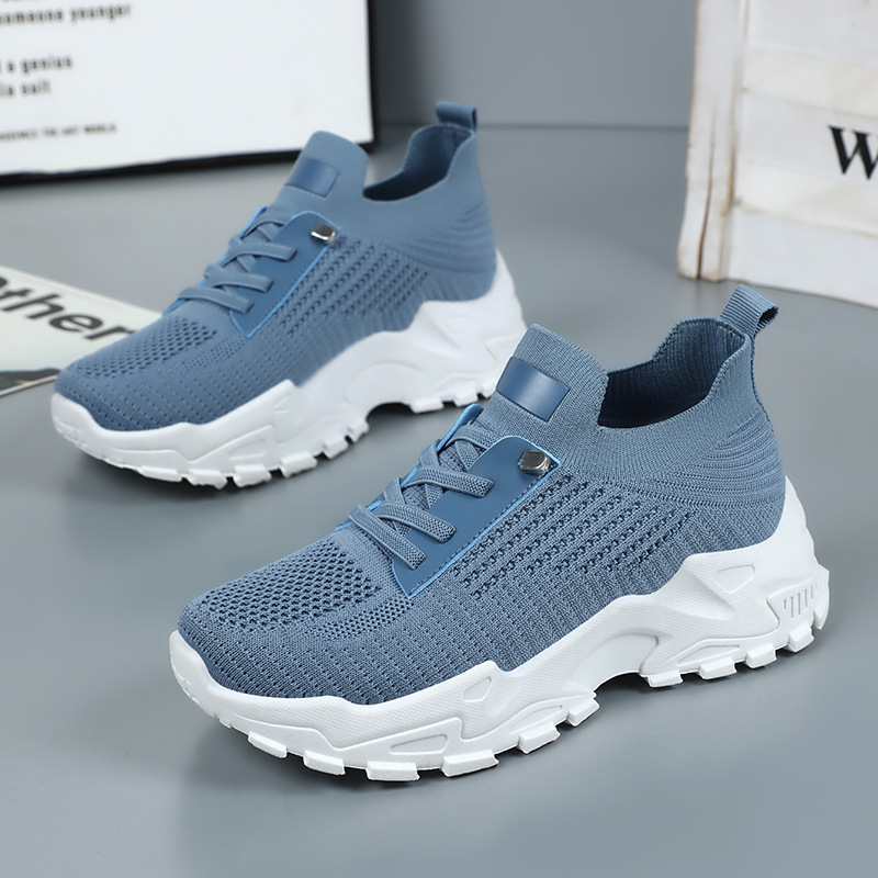 Women's shoes, versatile casual shoes, breathable mesh shoes, one-step flying woven shoes, soft-soled mom shoes, cross-border women's single shoes full figure