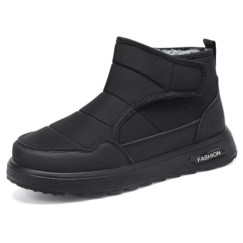 Men's winter new large-sized cotton shoes with added fleece and thickened fabric, cold-proof and warm snow boots, Velcro cotton boots Item Picture