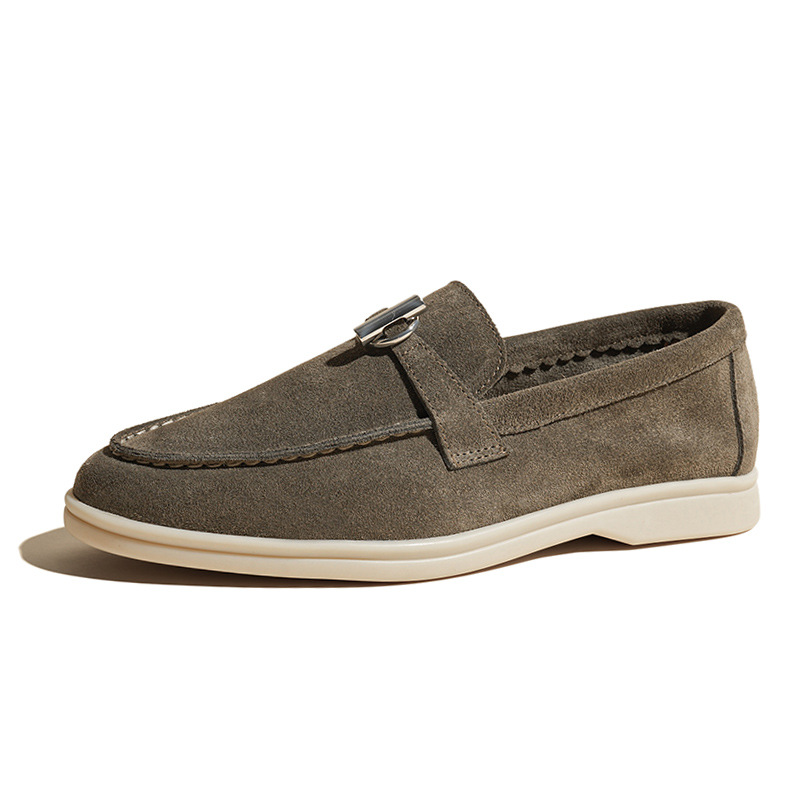 25 classic autumn export leather soft-soled fringed LP loafers with round toe, comfortable one-step casual shoes for both men and women Item Picture