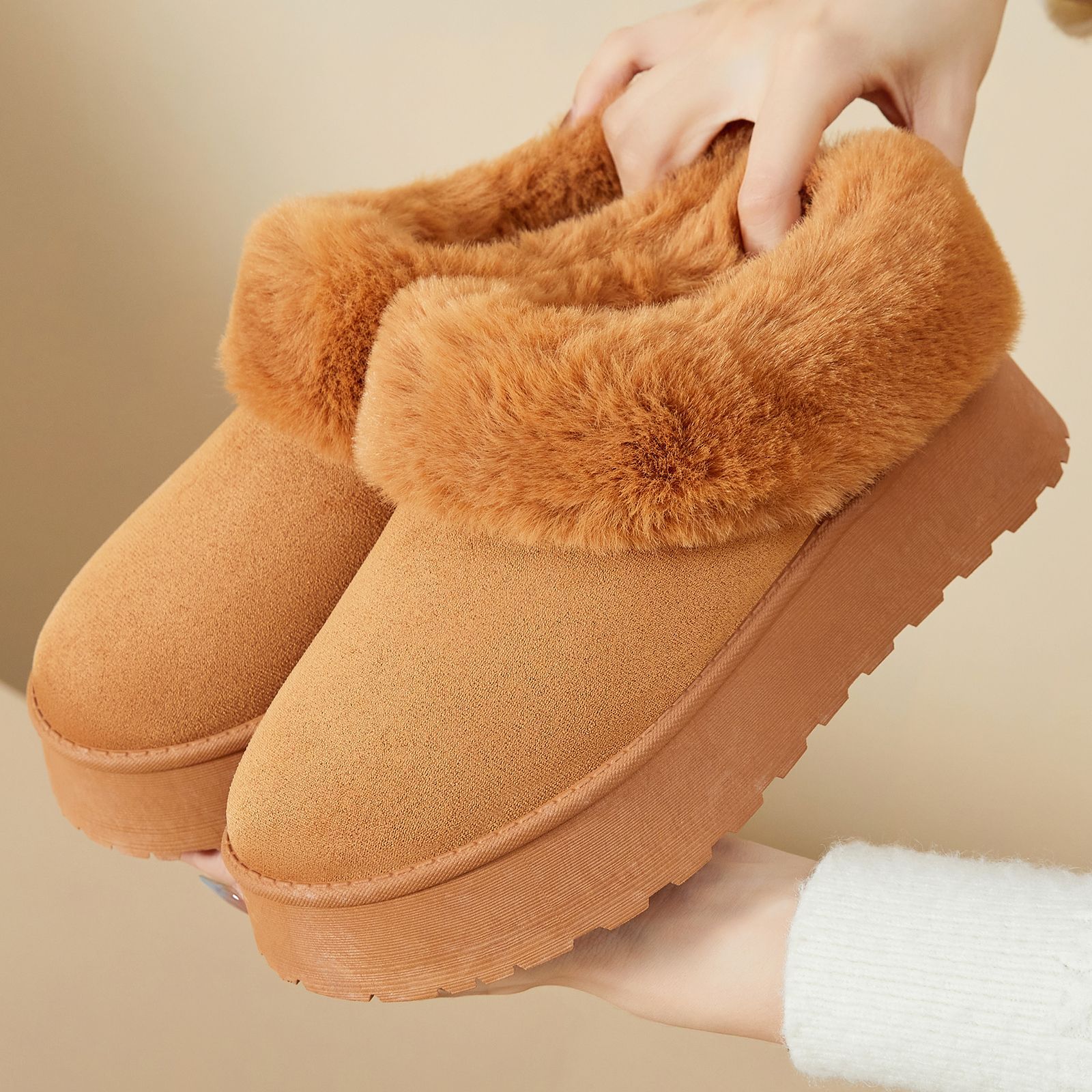 Women's cotton shoes, winter fleece and thickened cotton boots, cold-proof and warm snow boots, versatile ankle boots, cross-border trade women's boots full figure