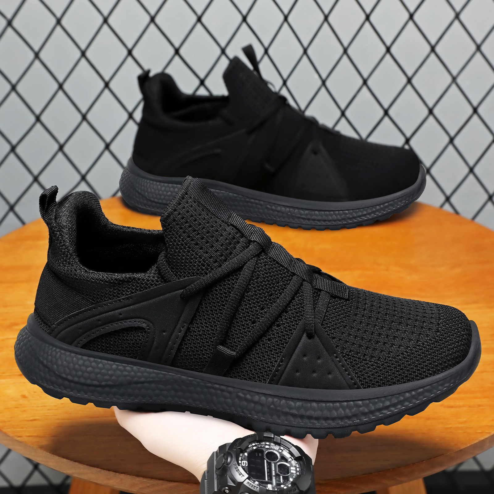 Men's casual shoes, breathable and non-smelly feet, mesh shoes, soft-soled single shoes, versatile men's shoes, flying woven shoes for middle-aged and elderly dads Specification drawing