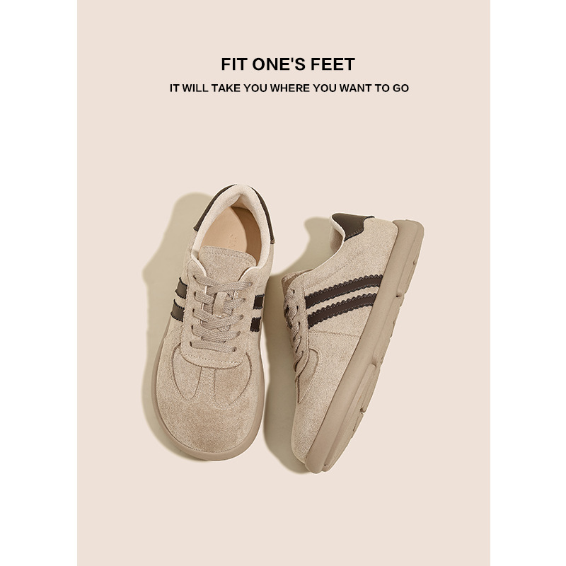 Leather retro German training shoes for women, 2024 new style, side-toed, soft-soled, soft-upper, insole, height-increasing, casual and versatile student Burken shoes Specification drawing