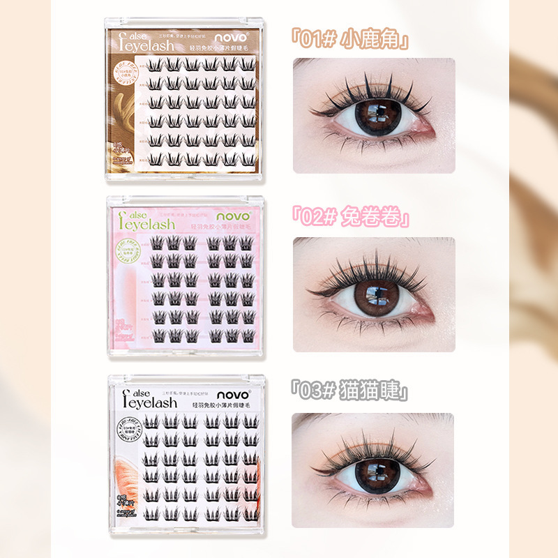 NOVO9168 Light Feather glue-free small thin sheet false eyelashes, natural simulation, instant application and removal, a must-have for beginners Application Scenario