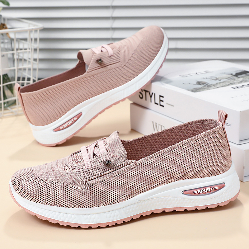 Women's cross-border shoes, TEMU large-sized casual shoes, flying woven breathable single shoes, mom shoes, one-foot lazy cloth shoes Application Scenario