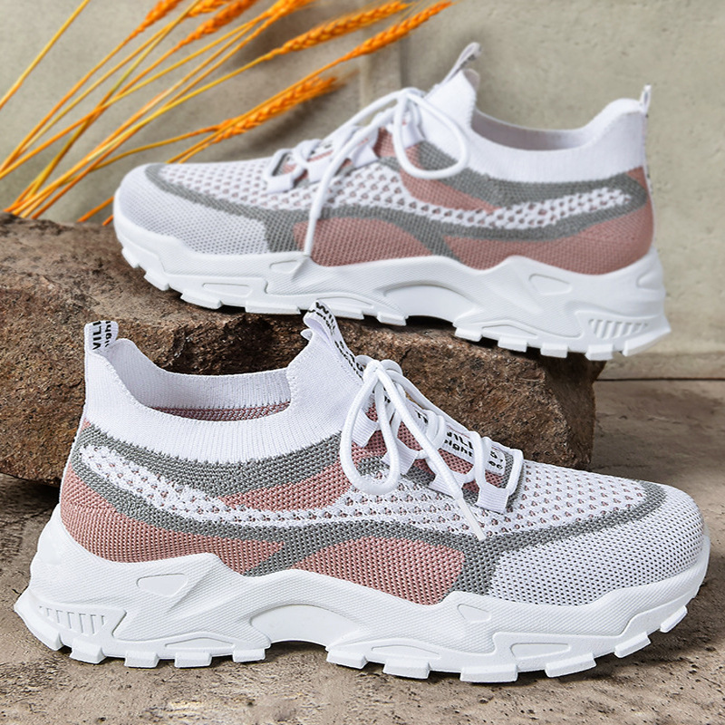 Women's shoes, versatile cross-border large-sized casual shoes, breathable single shoes, thick-soled height-increasing shoes, dad shoes details Picture