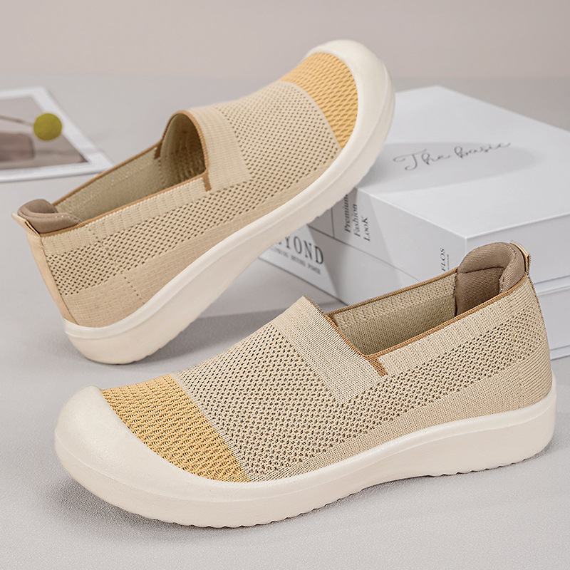 Women's casual shoes, breathable flying woven shoes, non-smelly feet, mesh shoes, fashionable and versatile women's single shoes, one-step lazy shoes Application Scenario