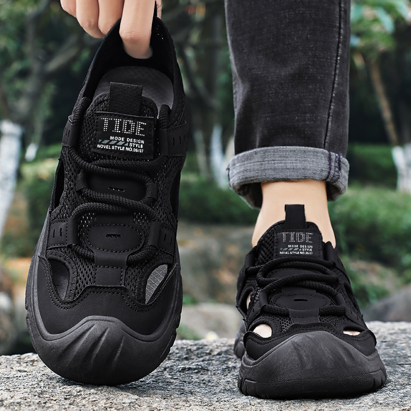 Men's summer shoes, sandals, perforated breathable mesh shoes, beach shoes, shoes for middle-aged and elderly fathers, casual shoes, men's shoes Specification drawing