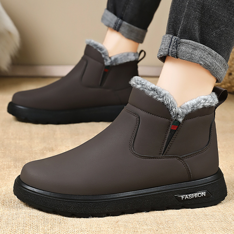Men's winter snow boots with fleece and thickened, versatile cotton shoes, cold-proof and warm men's boots, cross-border large-sized waterproof cotton boots Specification drawing
