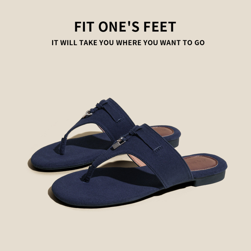 Grape Mom's new summer French style herringbone toe flip-flops with tassels, versatile low-heeled flip-flops for women in summer Specification drawing