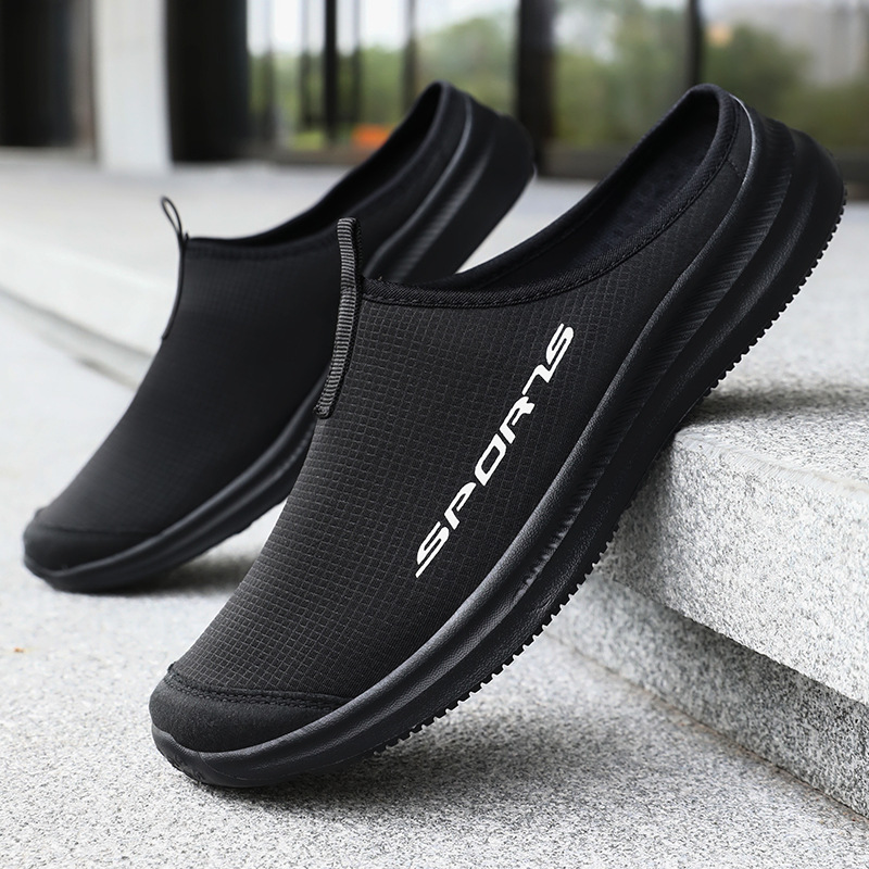 Half-slipper men's cross-border large-sized summer outerwear breathable men's shoes, one-step lazy shoes, backless flip-flops details Picture