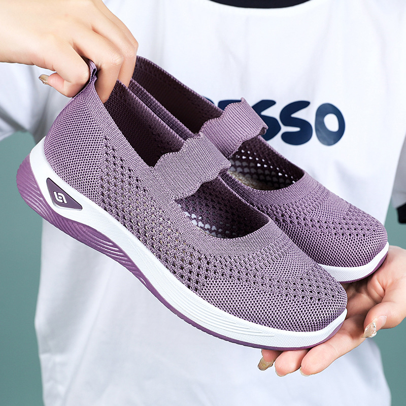 Summer women's shoes, cross-border shoes wholesale for women, shoes for middle-aged and elderly mothers, lightweight, perforated and breathable old Beijing cloth shoes Specification drawing
