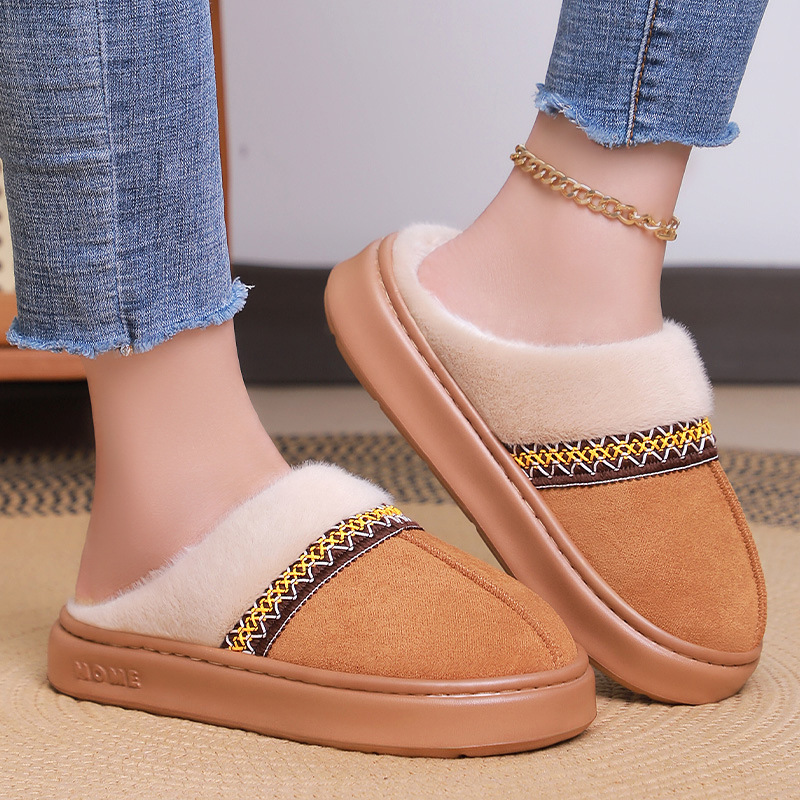 Women's cotton shoes, cross-border TEMU large-sized winter versatile women's ankle boots with fleece and thickened cotton boots, one-foot cotton slippers Specification drawing