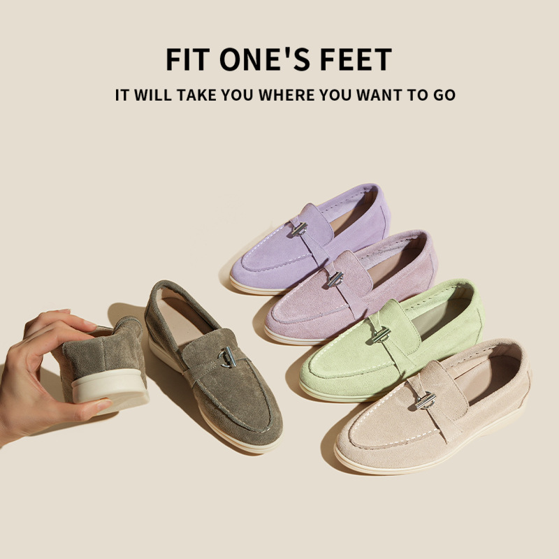 A new style of soft sole and shallow opening single shoe for women, a lazy LP loafer that can be worn on one foot. It is fashionable and versatile, with bean shoes and leather shoes full figure