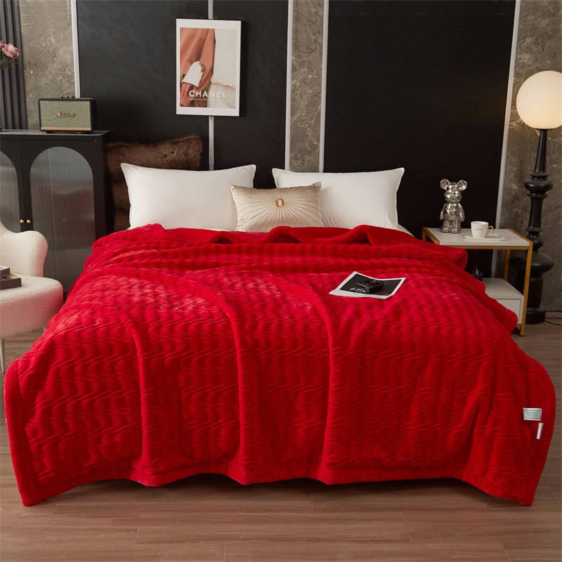 New 2026 products: Solid color jacquard water ripple cloud blanket, nap casual cover blanket, thickened blanket, gift blanket details Picture
