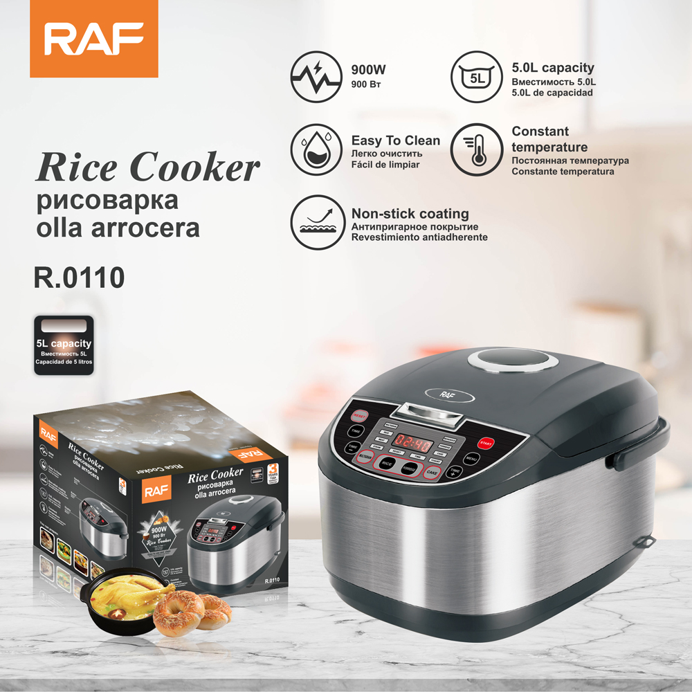 RAF European standard electric pressure cooker, rice cooker, household constant-temperature rice cooker, non-stick pan, 5L, multi-functional, 24-hour heat preservation full figure