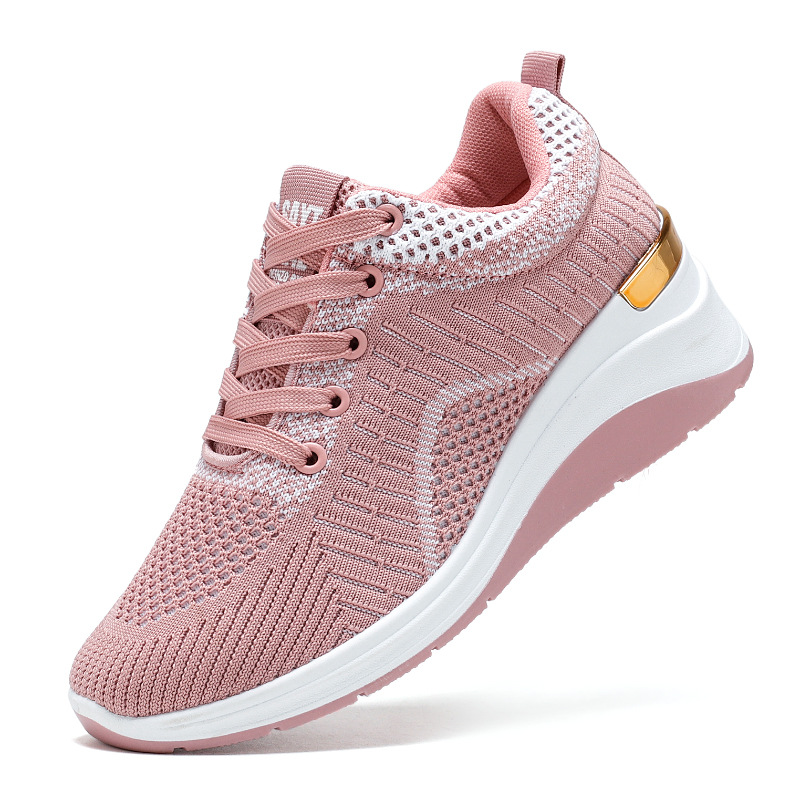 Women's casual shoes, cross-border versatile women's shoes, thick-soled height-increasing single shoes, shallow-mouthed woven shoes, breathable mesh shoes Item Picture