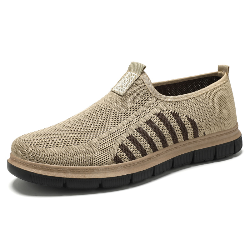 Men's soft-soled comfortable casual shoes, flying woven shoes, one-step dad shoes, breathable and non-smelly feet, mesh shoes, versatile single shoes Item Picture