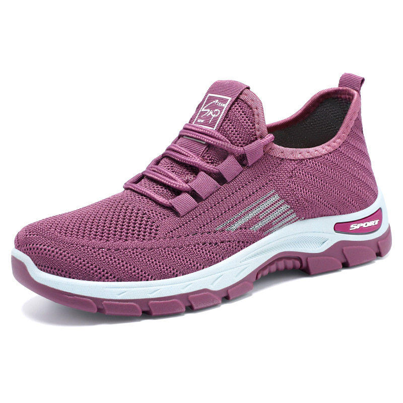 Women's sports shoes with soft soles, comfortable and not tiring to the feet, running shoes, breathable flying woven shoes, cross-border consignment, versatile women's single shoes Item Picture