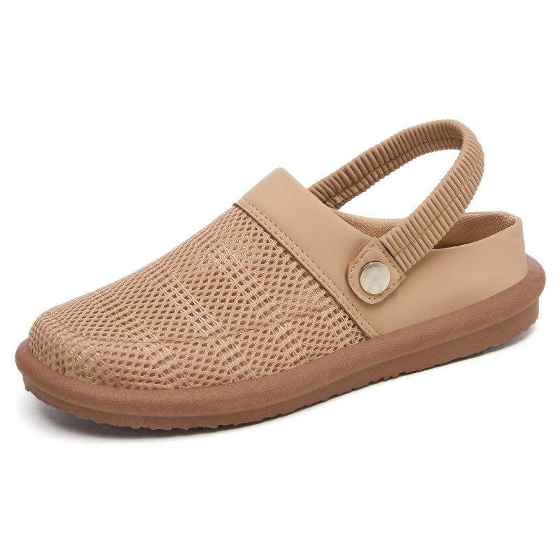 Women's shoes: Japanese-style simple flip-flops, soft-soled casual shoes, half-drag sandals, solid-color versatile mom shoes, women's single shoes Item Picture
