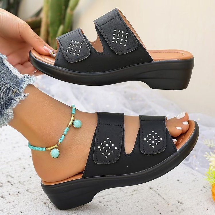 The new version of the Southeast Asian large-sized thick-soled fashionable flip-flops, slippers2025, features a simple one-line solid color for women Specification drawing