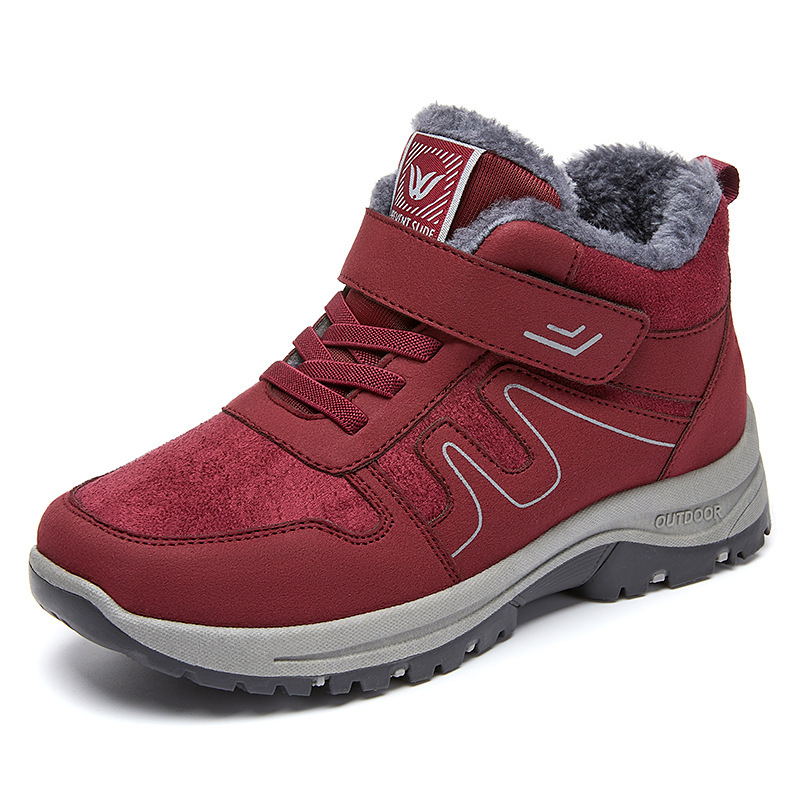 Women's winter Velcro snow boots, fleece and thickened cotton boots, couple short boots, hiking soles and walking shoes Item Picture