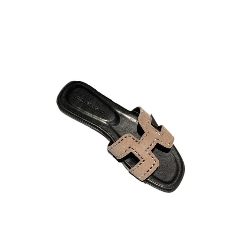 【sheii Su Yinyin 】~GD version water diamond square toe H-shaped beach flip-flops for women, flat bottom for outerwear Item Picture