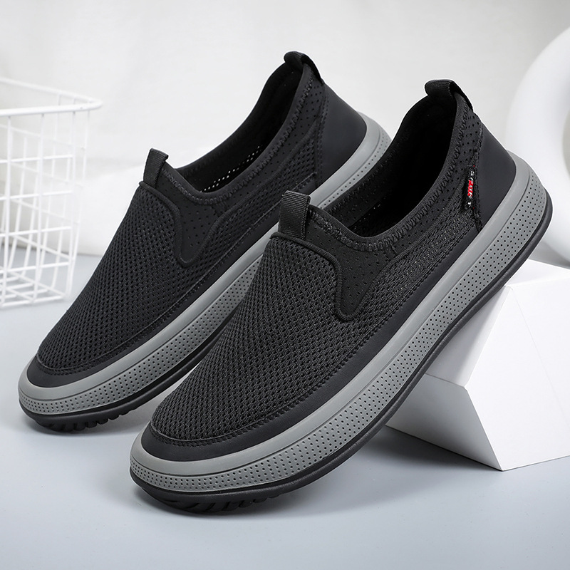 Men's shoes, net shoes, breathable and odorless, single shoes, old Beijing cloth shoes, one-foot dad shoes, cross-border large-sized casual shoes details Picture