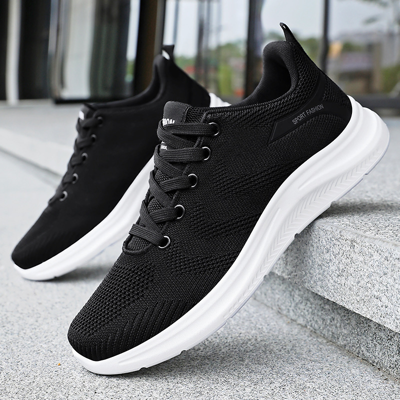 Summer new men's sports shoes, lightweight and breathable mesh shoes, soft-soled comfortable running shoes, Fei-woven men's shoes, single shoes Application Scenario