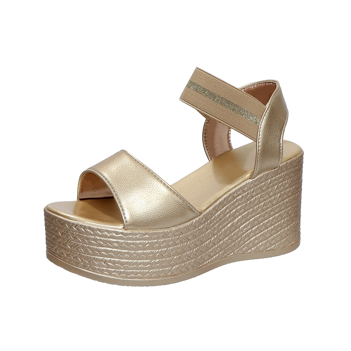 Cross-border trade large-sized sandals for women, 2025 new style European and American fish-mouth wedge heel one-strap women's shoes, size 43, independent station Item Picture