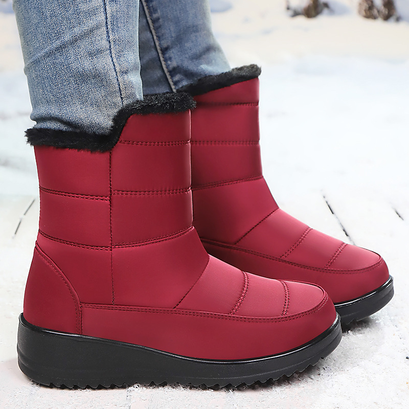 Women's snow boots, winter fleece and thickened cotton shoes, cold-proof and warm women's boots, versatile cotton boots, cross-border women's long boots full figure