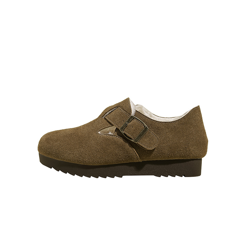 Full-thick-soled insole height-increasing Boken shoes for women's 2024 autumn/winter new style fleece Boken shoes, fleece Boken shoes, full-bag single shoes Item Picture