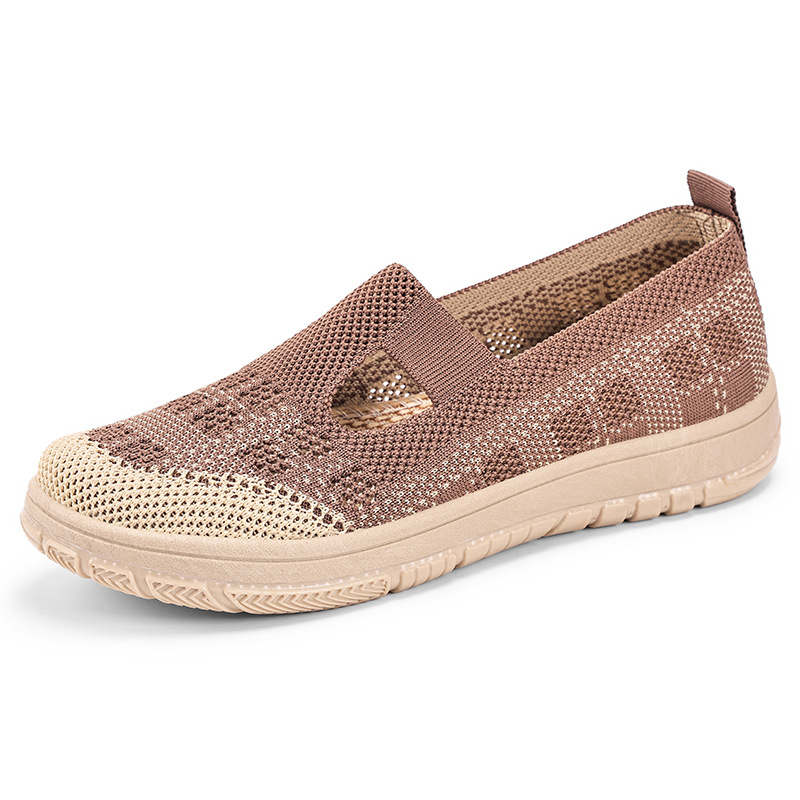 Women's shoes, versatile casual shoes, breathable flying woven shoes, one-step lazy shoes, soft-soled comfortable mom shoes, women's single shoes Item Picture