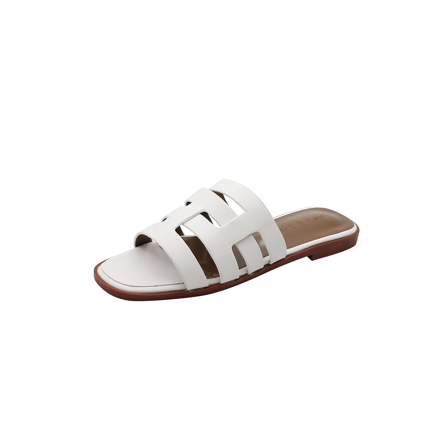 2023 Sandals, flat slippers, high-quality leather, casual, fashionable and comfortable one-shoulder women's slippers, flip-flops, women's flat heels Item Picture