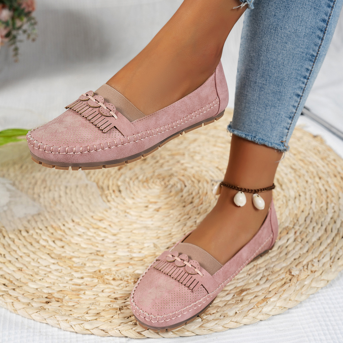 Independent station 2025 Spring New large-sized flat single shoes for women in foreign trade casual shoes, cross-border foreign trade bean shoes Specification drawing