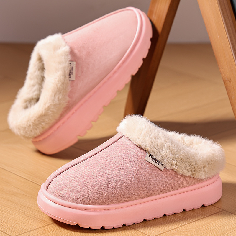 Shoes, women's shoes, winter furniture, shallow cotton slippers, woolen shoes, cross-border fleece and thickened cotton shoes, solid color versatile cotton boots Specification drawing