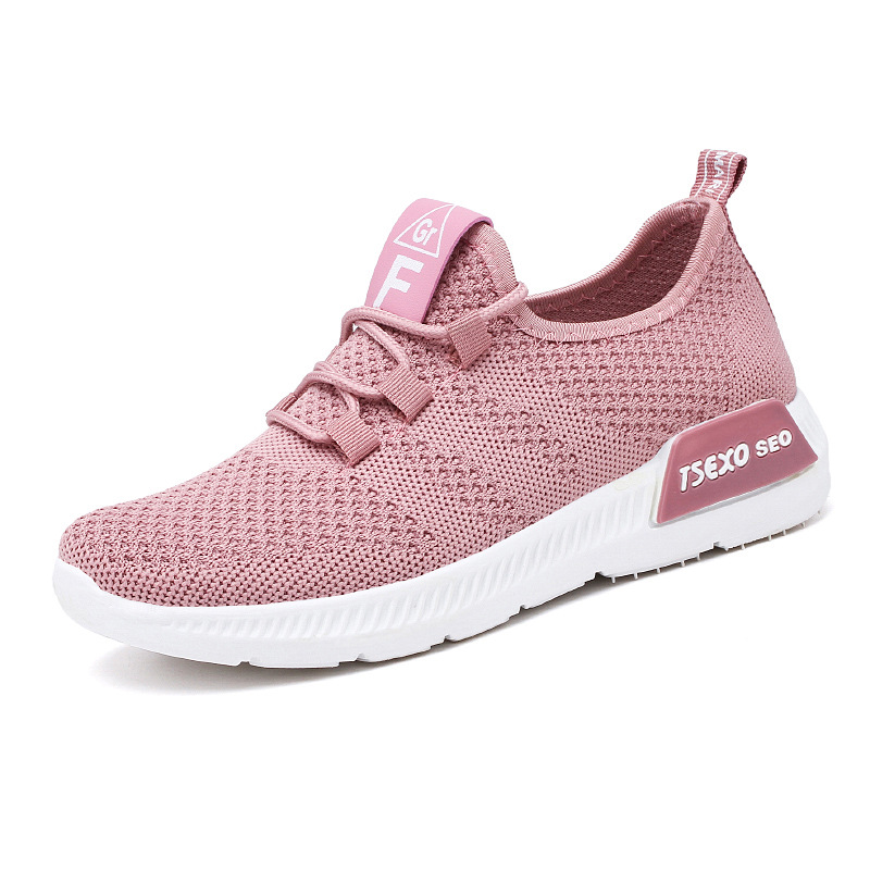 Women's spring new ins trendy shoes, cross-border factory flat light sports shoes wholesale women's flying weaving running shoes Item Picture