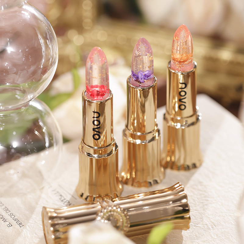 NOVO Flower Jelly Thermochromic Lip Balm Non-stick Cup, non-fading, Moisturizing and hydrating, natural complexion whitening color-changing lipstick full figure