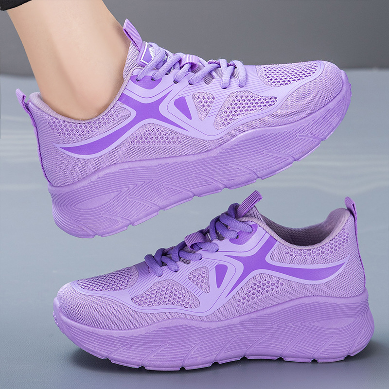 Women's sports shoes, versatile single shoes, fly-woven breathable mesh shoes, soft-soled comfortable running shoes, shallow mouth, light and convenient women's shoes Specification drawing