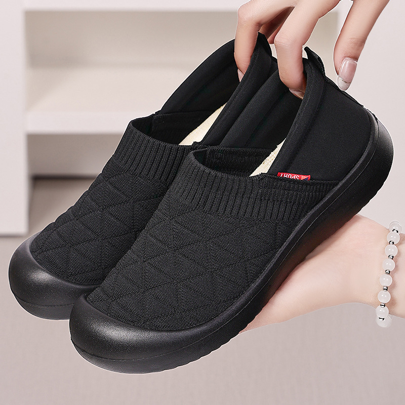 Women's shoes: Versatile, breathable single shoes with soft soles, comfortable flying fabric shoes, shoes for middle-aged and elderly mothers, casual shoes Specification drawing